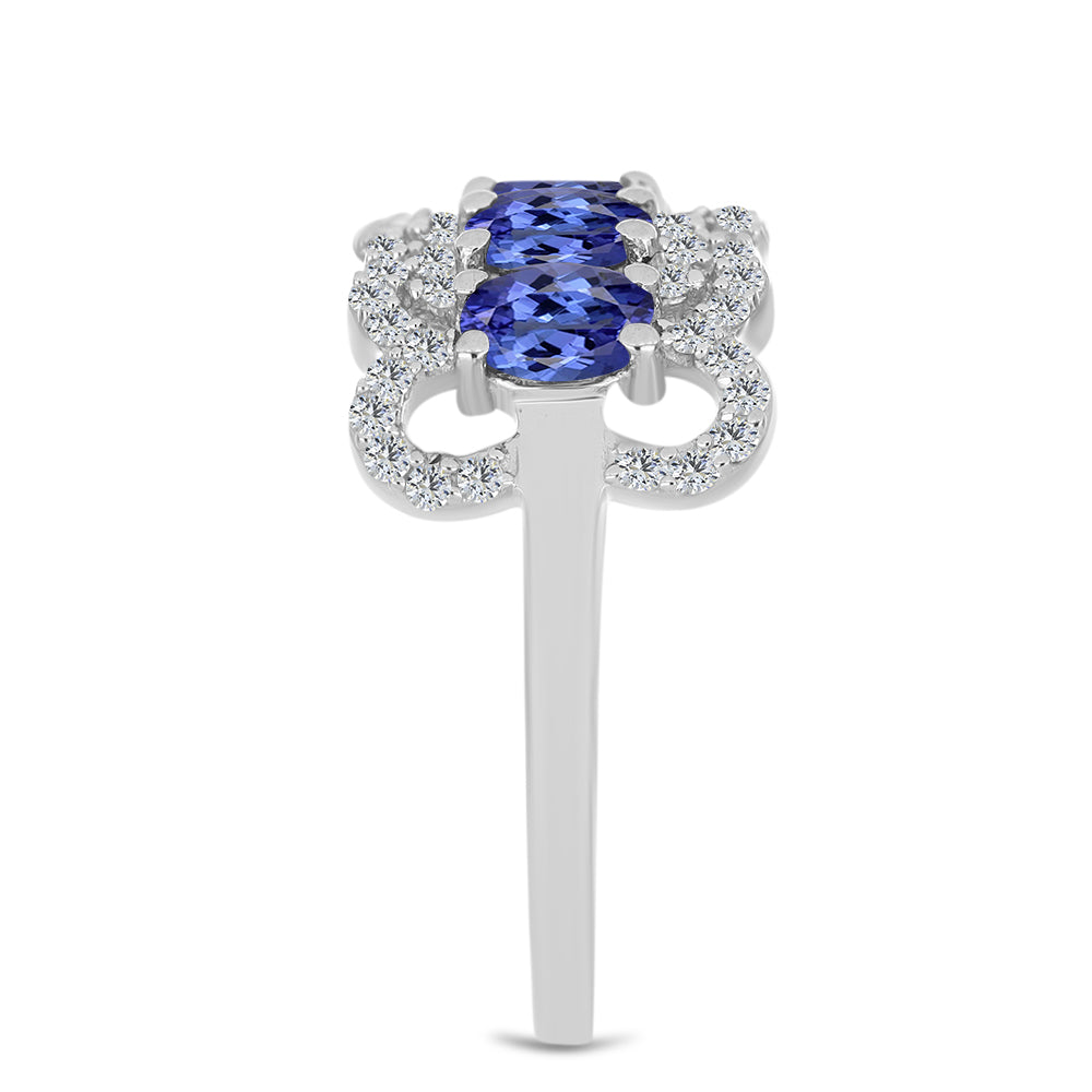 Inel din Argint 925 ( 3.35 grame ) cu Tanzanit și Topaz Alb 2.2 Carate 4 