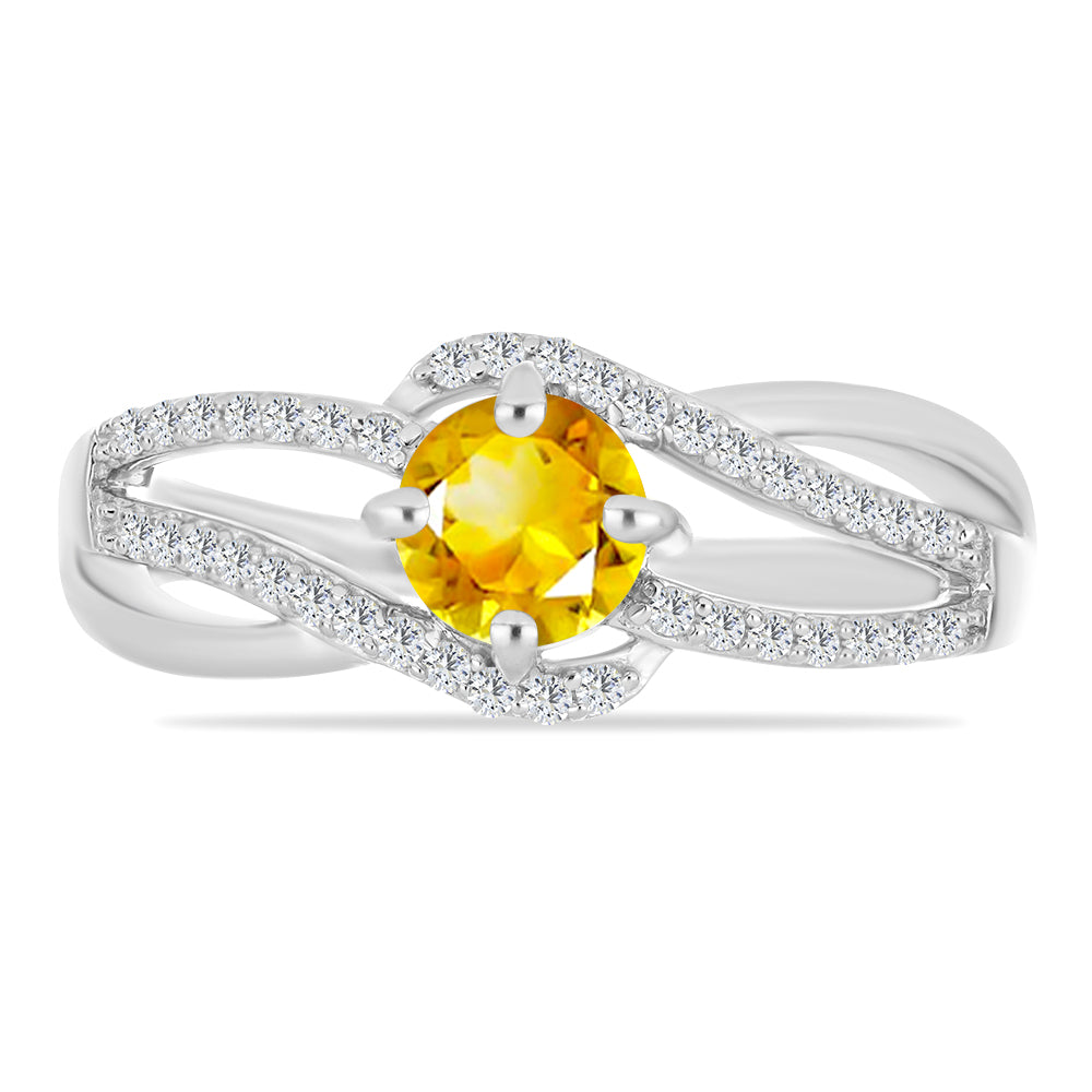 Inel din Argint 925 ( 3.81 grame ) cu Citrin Ural și Topaz Alb 1.1 Carate