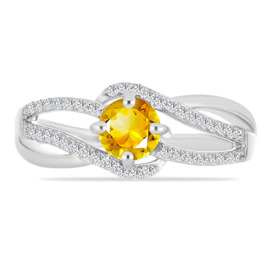 Inel din Argint 925 ( 3.81 grame ) cu Citrin Ural și Topaz Alb 1.1 Carate