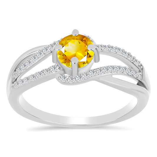 Inel din Argint 925 ( 3.81 grame ) cu Citrin Ural și Topaz Alb 1.1 Carate