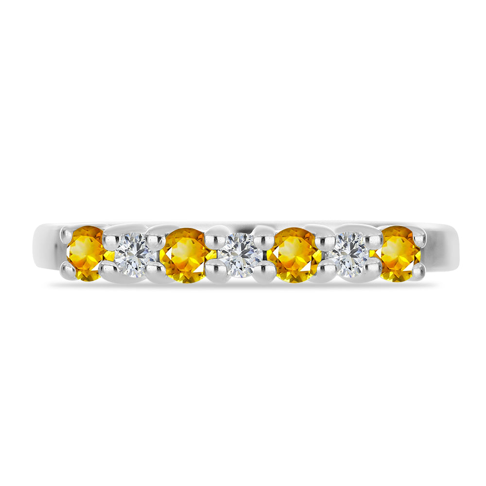 Inel din Argint 925 ( 1.83 grame ) cu Citrin Ural și Topaz Alb 0.35 Carate 2 