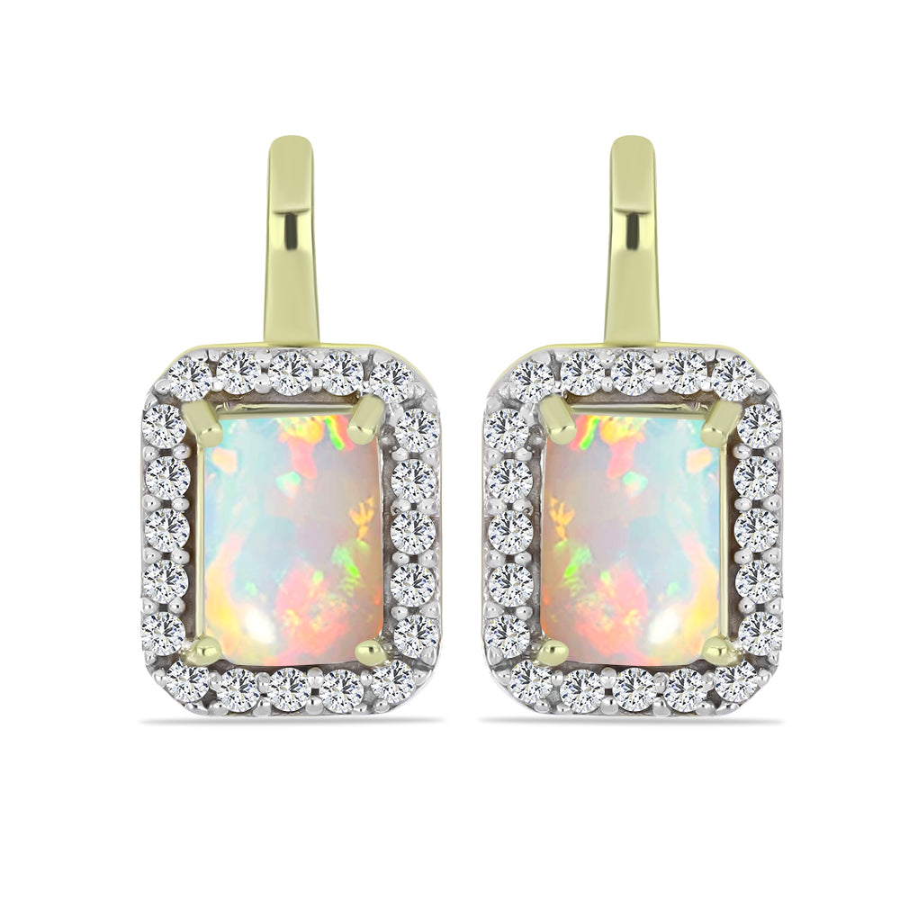 Cercei din Argint 925 Placat cu Aur ( 3.67 grame ) cu Opal Etiopian Lega Dembi și Topaz Alb 1.69 Carate 1 