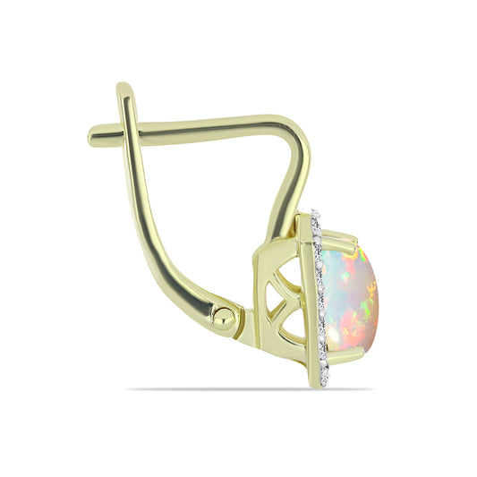 Cercei din Argint 925 Placat cu Aur ( 3.67 grame ) cu Opal Etiopian Lega Dembi și Topaz Alb 1.69 Carate