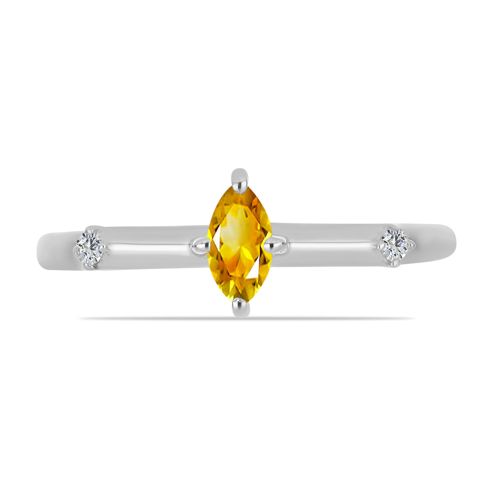 Inel din Argint 925 ( 1.58 grame ) cu Citrin Ural și Topaz Alb 0.26 Carate