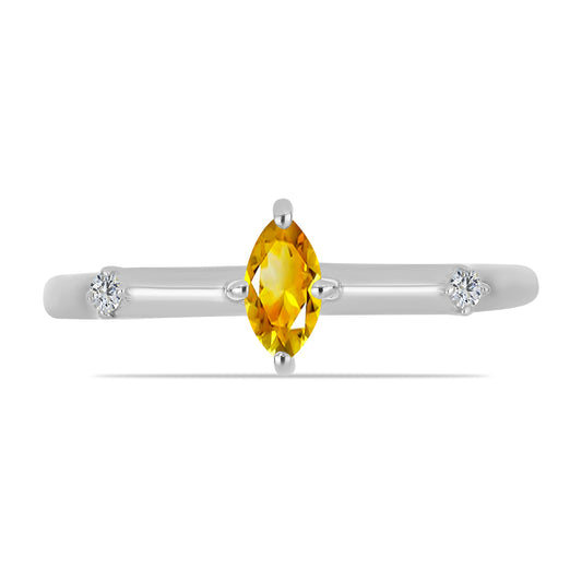 Inel din Argint 925 ( 1.58 grame ) cu Citrin Ural și Topaz Alb 0.26 Carate