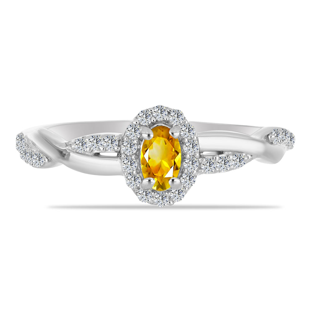 Inel din Argint 925 ( 1.98 grame ) cu Citrin Ural și Topaz Alb 0.43 Carate 2 