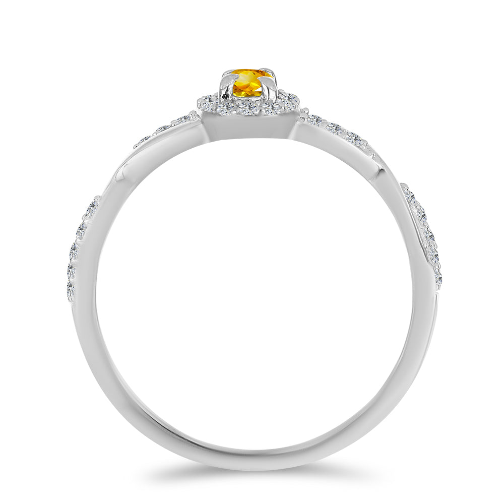 Inel din Argint 925 ( 1.98 grame ) cu Citrin Ural și Topaz Alb 0.43 Carate