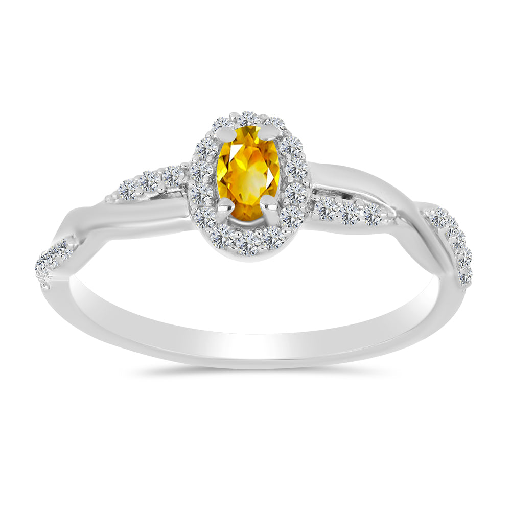 Inel din Argint 925 ( 1.98 grame ) cu Citrin Ural și Topaz Alb 0.43 Carate