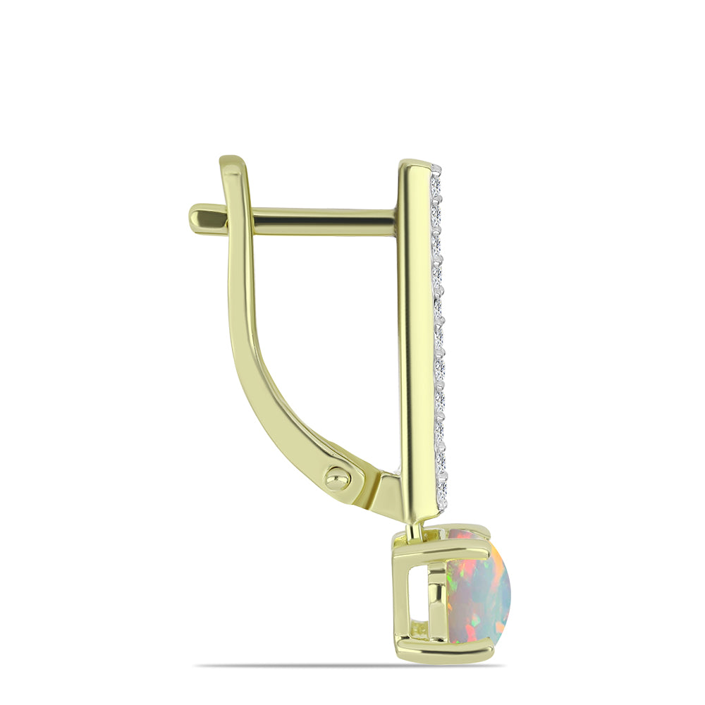 Cercei din Argint 925 Placat cu Aur ( 3.28 grame ) cu Opal Etiopian Lega Dembi și Topaz Alb 1.37 Carate 2 