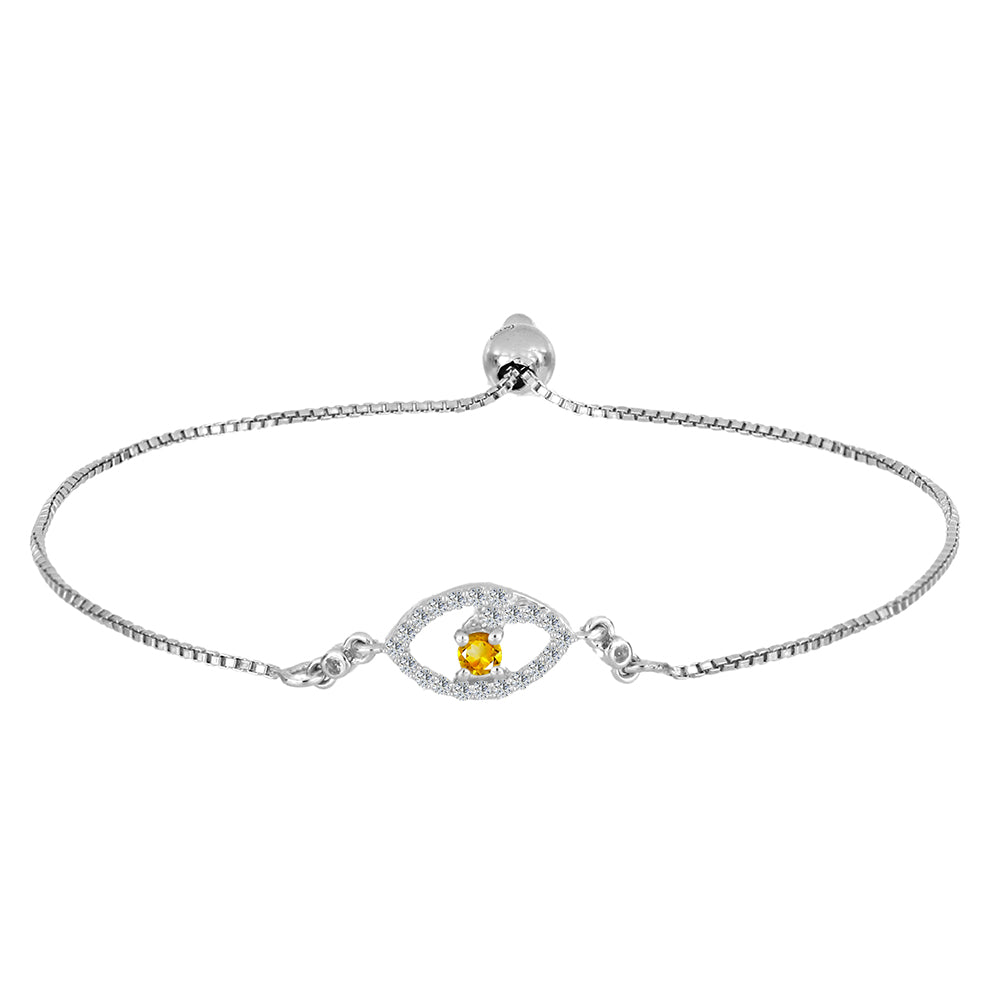 Brățară din Argint 925 ( 2.78 grame ) cu Citrin Ural și Topaz Alb 0.33 Carate