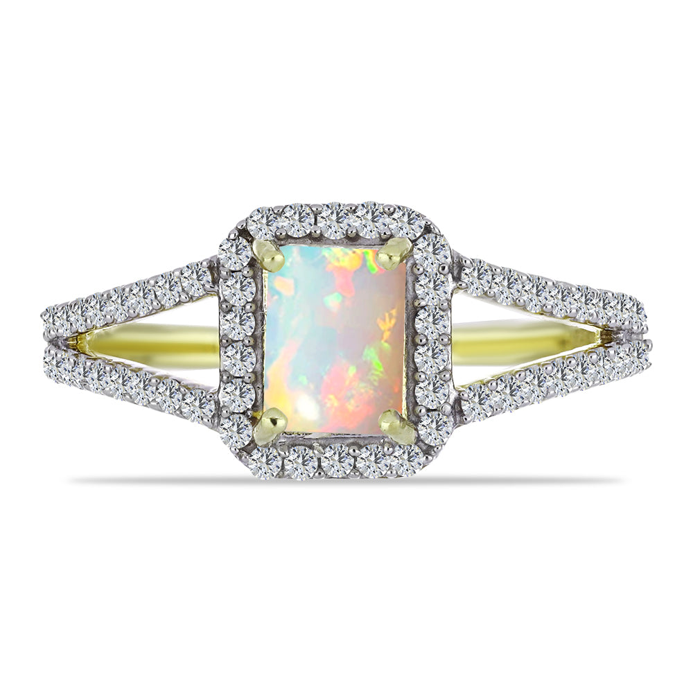 Inel din Argint 925 Placat cu Aur ( 2.83 grame ) cu Opal Etiopian Lega Dembi și Topaz Alb 1.18 Carate 1 