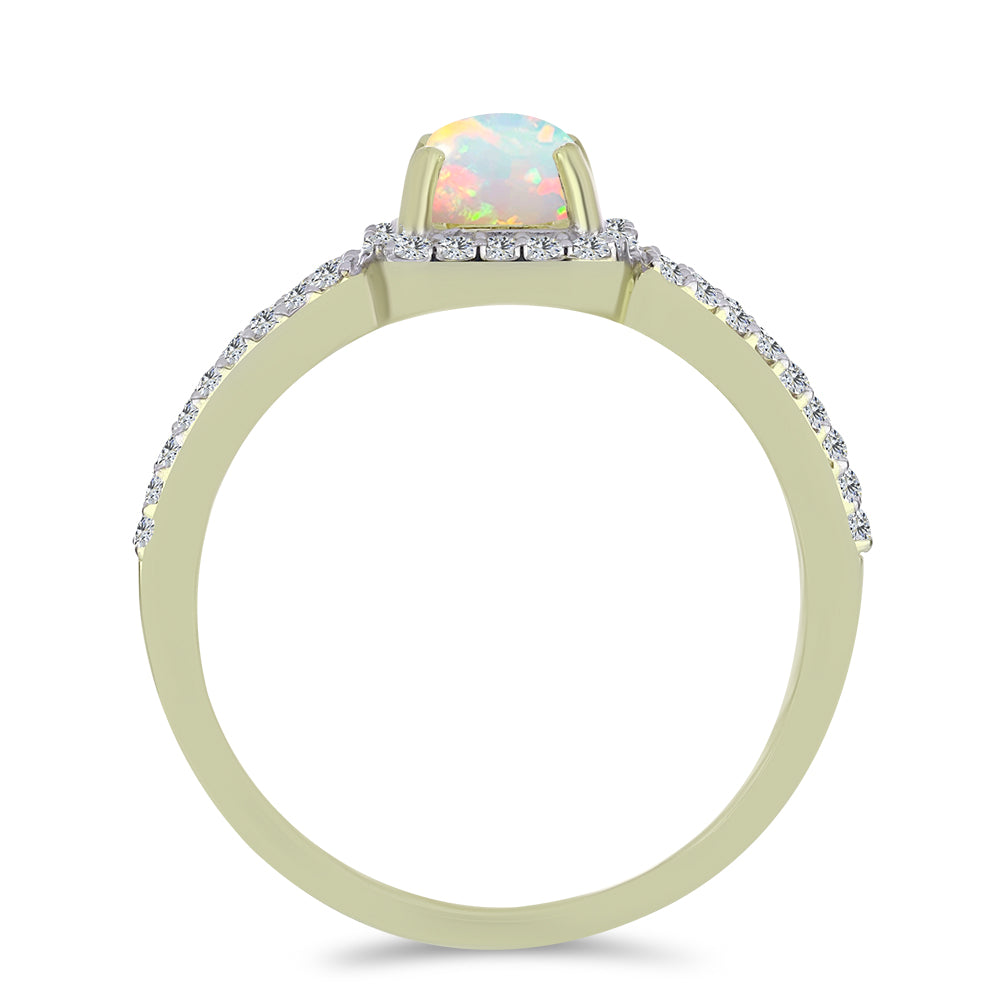 Inel din Argint 925 Placat cu Aur ( 2.83 grame ) cu Opal Etiopian Lega Dembi și Topaz Alb 1.18 Carate 2 