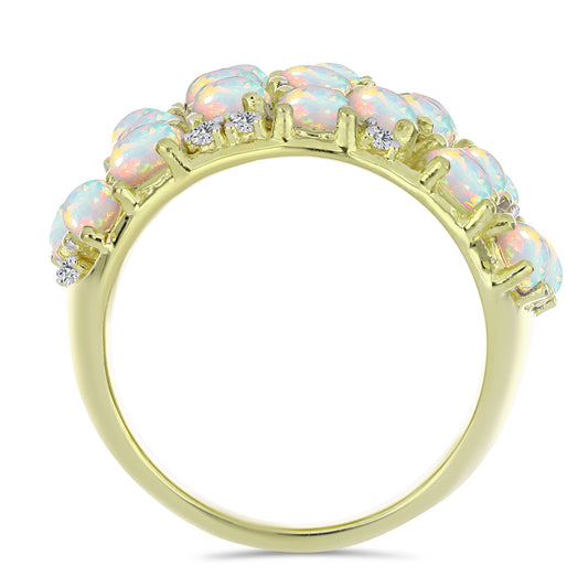Inel din Argint 925 Placat cu Aur ( 7.73 grame ) cu Opal Etiopian Lega Dembi și Topaz Alb 3.51 Carate