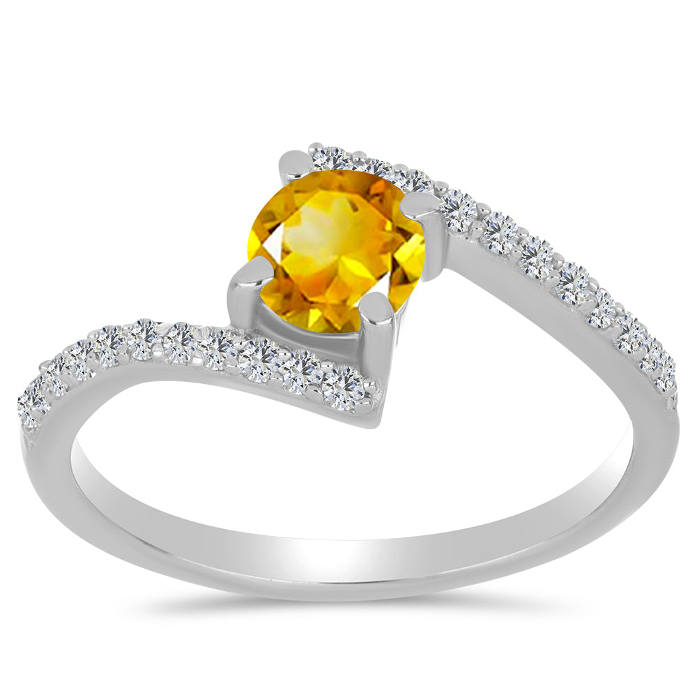 Inel din Argint 925 ( 2.03 grame ) cu Citrin Ural și Topaz Alb 0.65 Carate 1 