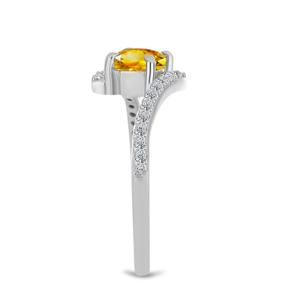 Inel din Argint 925 ( 2.03 grame ) cu Citrin Ural și Topaz Alb 0.65 Carate 4 
