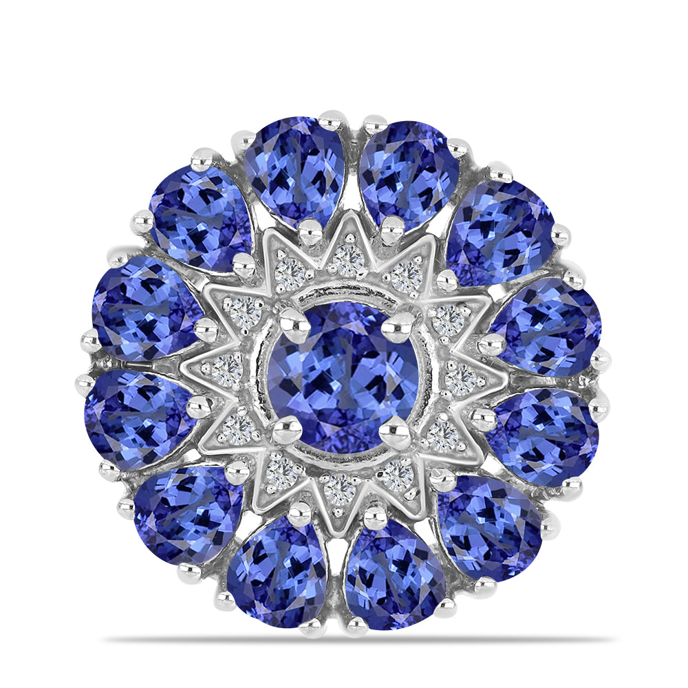 Inel din Argint 925 ( 5.58 grame ) cu Tanzanit și Topaz Alb 4.36 Carate