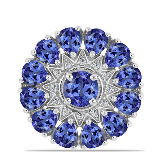 Inel din Argint 925 ( 5.58 grame ) cu Tanzanit și Topaz Alb 4.36 Carate