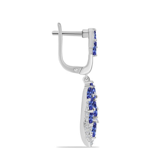 Cercei din Argint 925 ( 8.56 grame ) cu Tanzanit și Topaz Alb 4.53 Carate