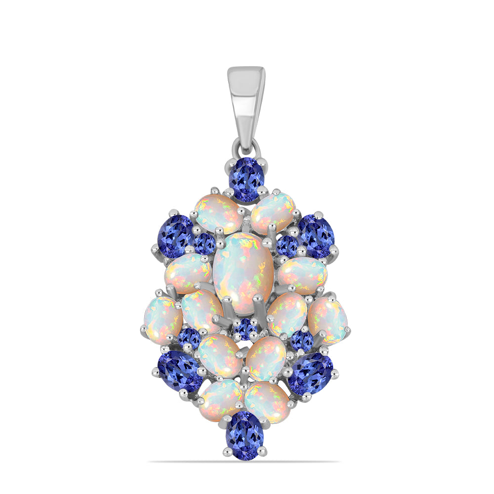 Pandantiv din Argint 925 ( 2.49 grame ) cu Tanzanit și Opal Etiopian Lega Dembi 3.23 Carate