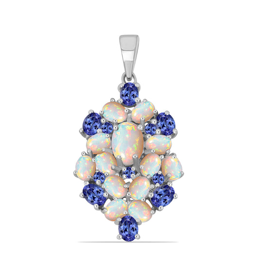 Pandantiv din Argint 925 ( 2.49 grame ) cu Tanzanit și Opal Etiopian Lega Dembi 3.23 Carate