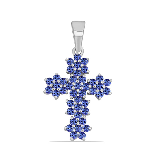 Cruce Pandantiv din Argint 925 ( 2.31 grame ) cu Tanzanit 1.11 Carate