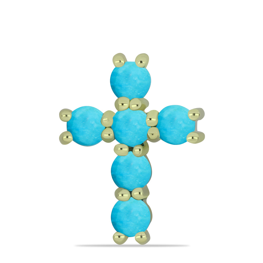 Cruce Pandantiv din Argint 925 Placat cu Aur ( 1.08 grame ) cu Turcoaz ”Frumoasa Adormită” 0.71 Carate 1 