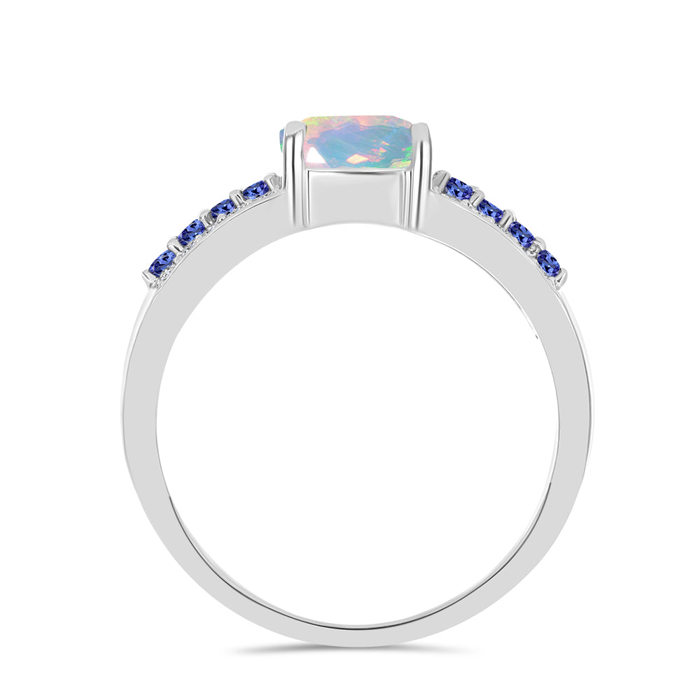 Inel din Argint 925 ( 3.45 grame ) cu Tanzanit și Opal Etiopian Lega Dembi 1.47 Carate 2 