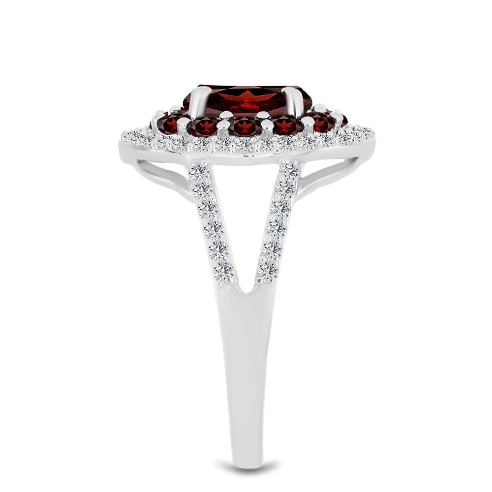 Inel din Argint 925 ( 3.56 grame ) cu Granat Barton și Topaz Alb 2.72 Carate 4 