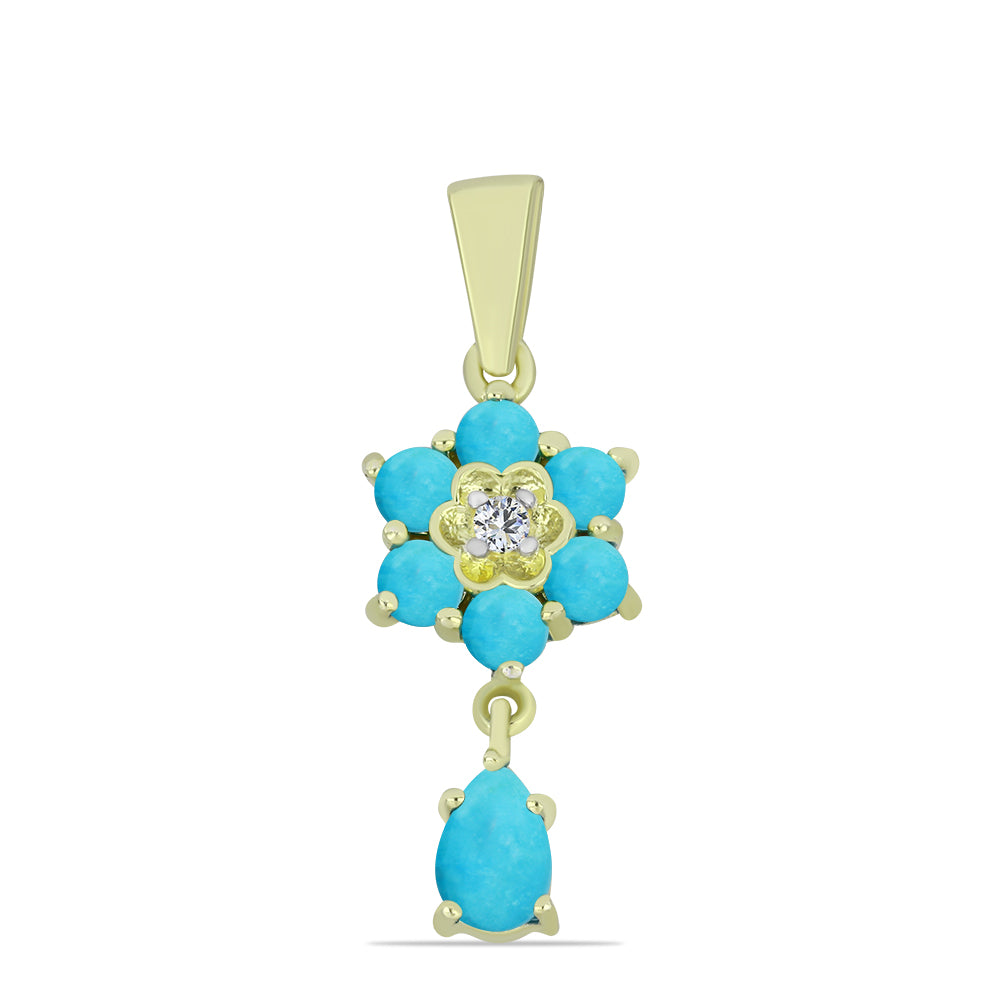 Pandantiv din Argint 925 Placat cu Aur ( 1.83 grame ) cu Turcoaz ”Frumoasa Adormită” și Topaz Alb 1.1 Carate 1 