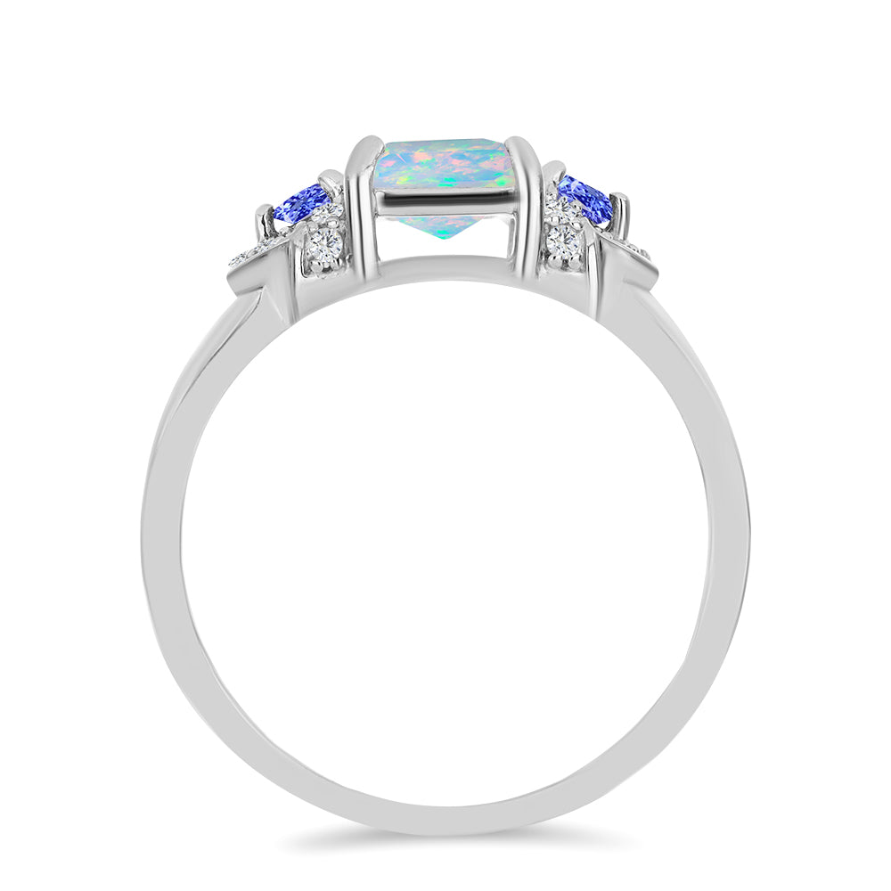 Inel din Argint 925 ( 3.3 grame ) cu Tanzanit și Opal Etiopian Lega Dembi 1.18 Carate
