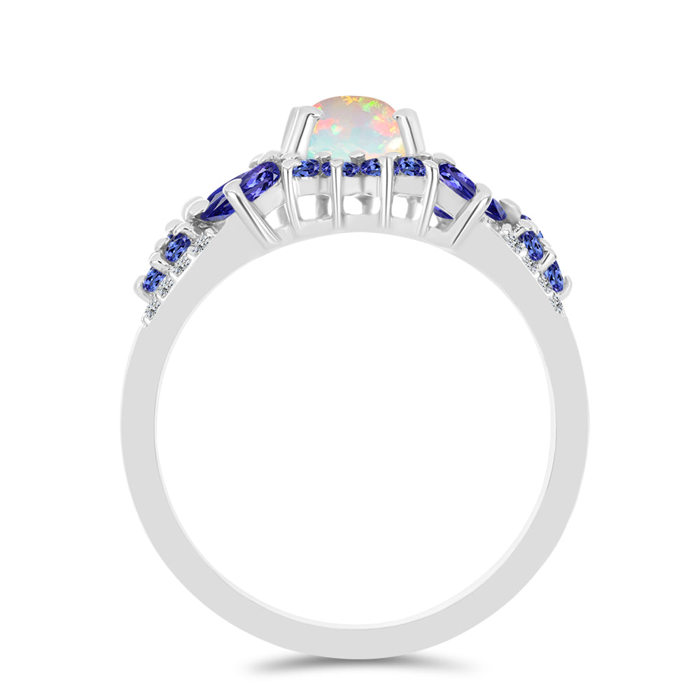 Inel din Argint 925 ( 3.25 grame ) cu Tanzanit și Opal Etiopian Lega Dembi 2.1 Carate 2 