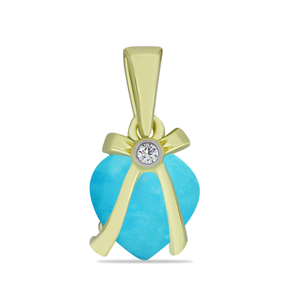 Pandantiv din Argint 925 Placat cu Aur ( 0.94 grame ) cu Turcoaz ”Frumoasa Adormită” și Topaz Alb 1.88 Carate 1 