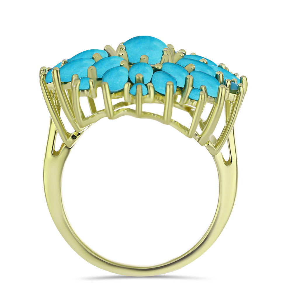 Inel din Argint 925 Placat cu Aur ( 5.36 grame ) cu Turcoaz ”Frumoasa Adormită” 4.12 Carate