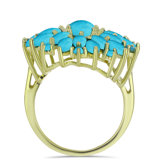 Inel din Argint 925 Placat cu Aur ( 5.36 grame ) cu Turcoaz ”Frumoasa Adormită” 4.12 Carate