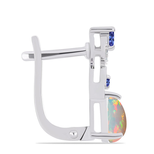 Cercei din Argint 925 ( 3.73 grame ) cu Tanzanit și Opal Etiopian Lega Dembi 1.25 Carate