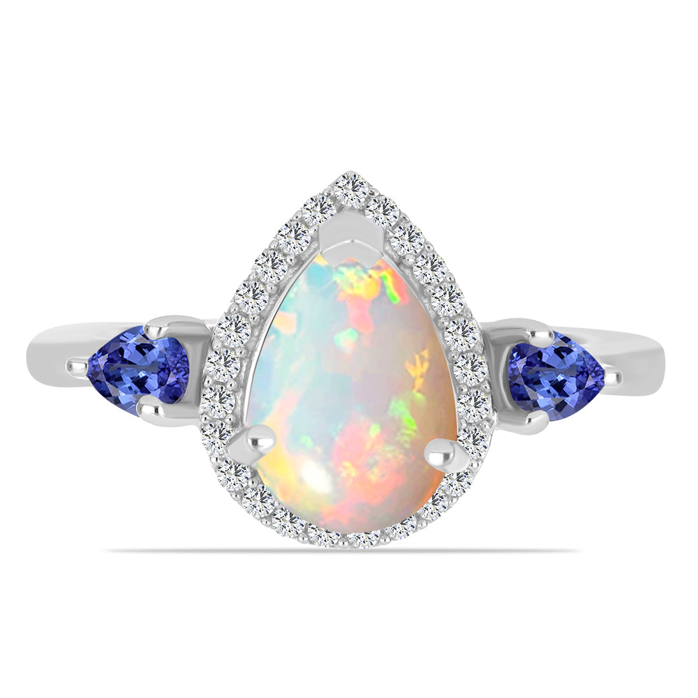 Inel din Argint 925 ( 2.99 grame ) cu Tanzanit și Opal Etiopian Lega Dembi 1.7 Carate 1 