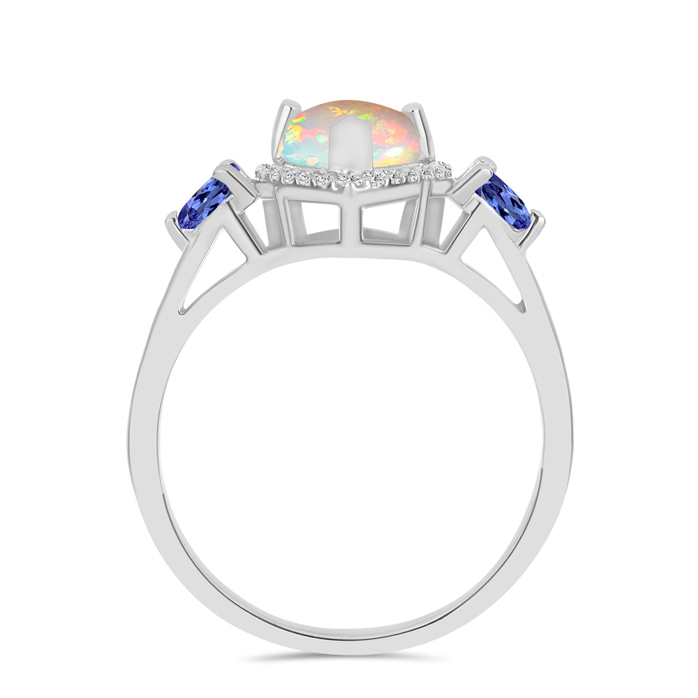 Inel din Argint 925 ( 2.99 grame ) cu Tanzanit și Opal Etiopian Lega Dembi 1.7 Carate 2 