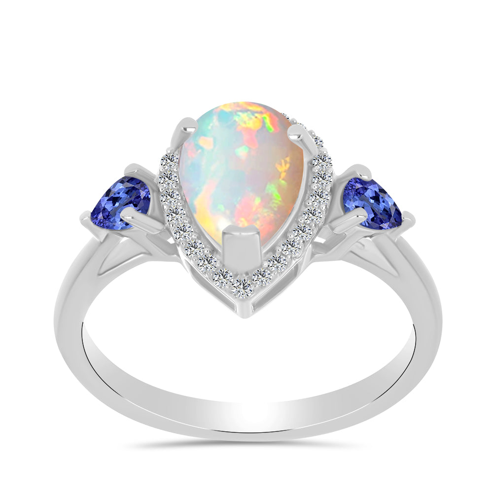 Inel din Argint 925 ( 2.99 grame ) cu Tanzanit și Opal Etiopian Lega Dembi 1.7 Carate