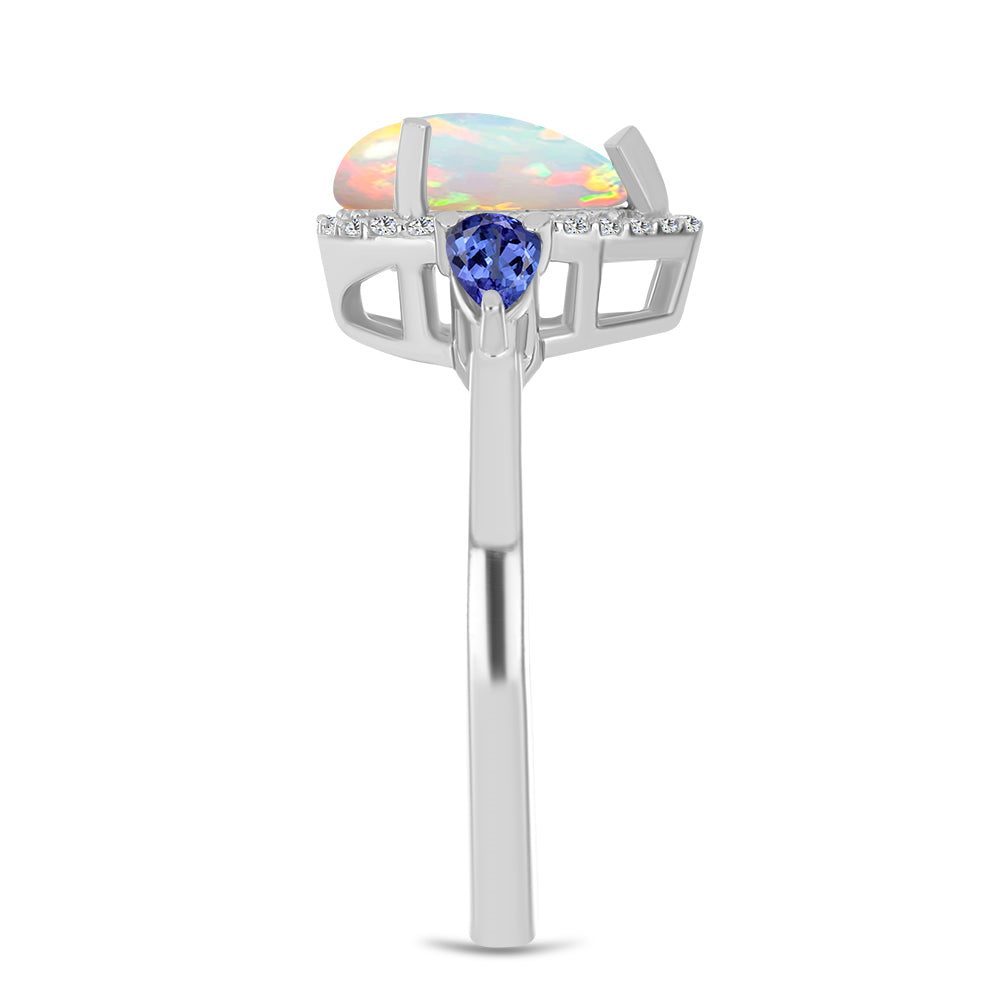 Inel din Argint 925 ( 2.99 grame ) cu Tanzanit și Opal Etiopian Lega Dembi 1.7 Carate 4 