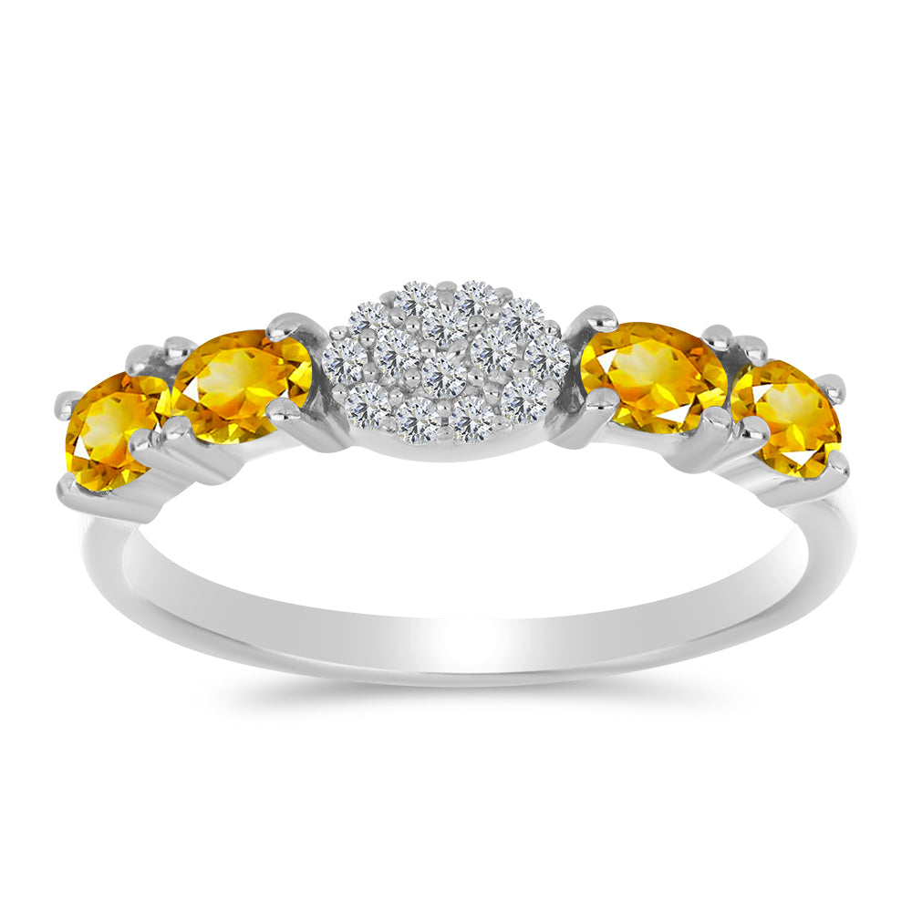 Inel din Argint 925 ( 1.94 grame ) cu Citrin Ural și Topaz Alb 0.73 Carate