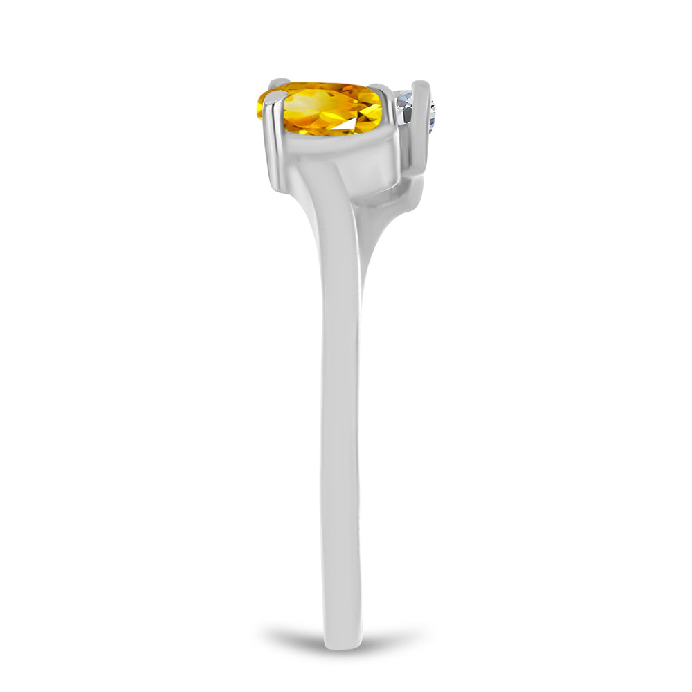 Inel din Argint 925 ( 2.28 grame ) cu Citrin Ural și Topaz Alb 1.42 Carate