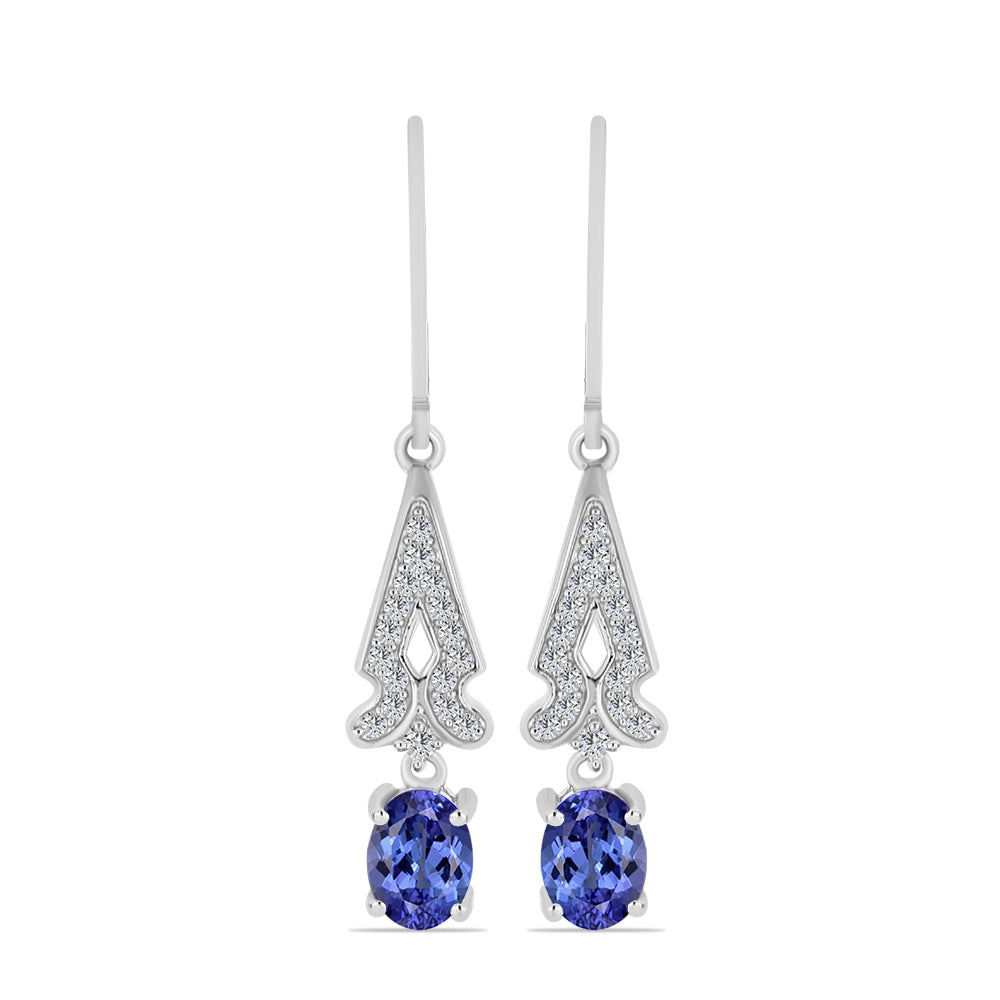 Cercei din Argint 925 ( 2.9 grame ) cu Tanzanit și Topaz Alb 1.88 Carate 1 