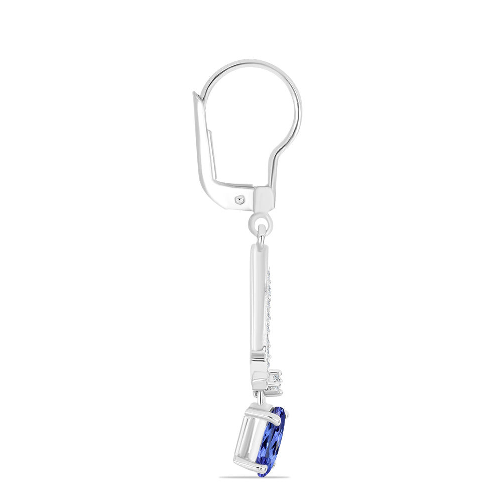 Cercei din Argint 925 ( 2.9 grame ) cu Tanzanit și Topaz Alb 1.88 Carate 2 