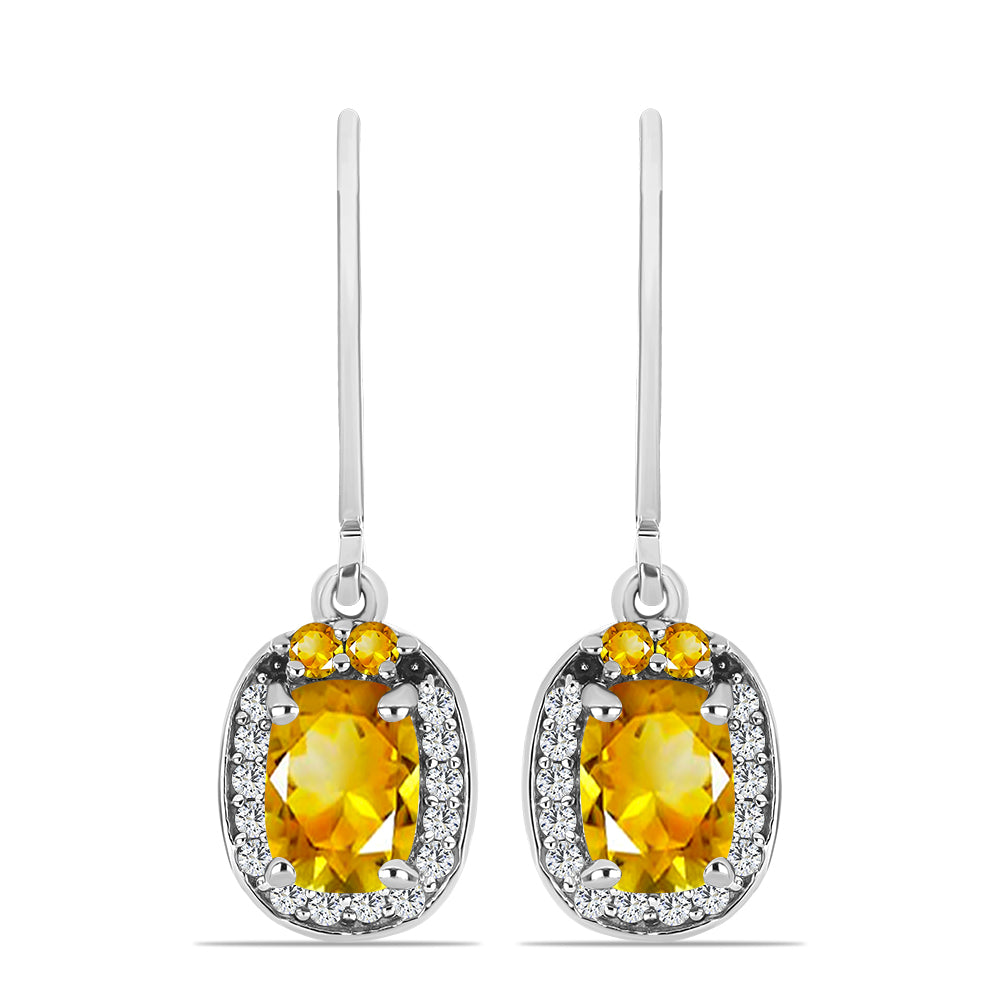 Cercei din Argint 925 ( 2.47 grame ) cu Citrin Ural și Topaz Alb 2.09 Carate