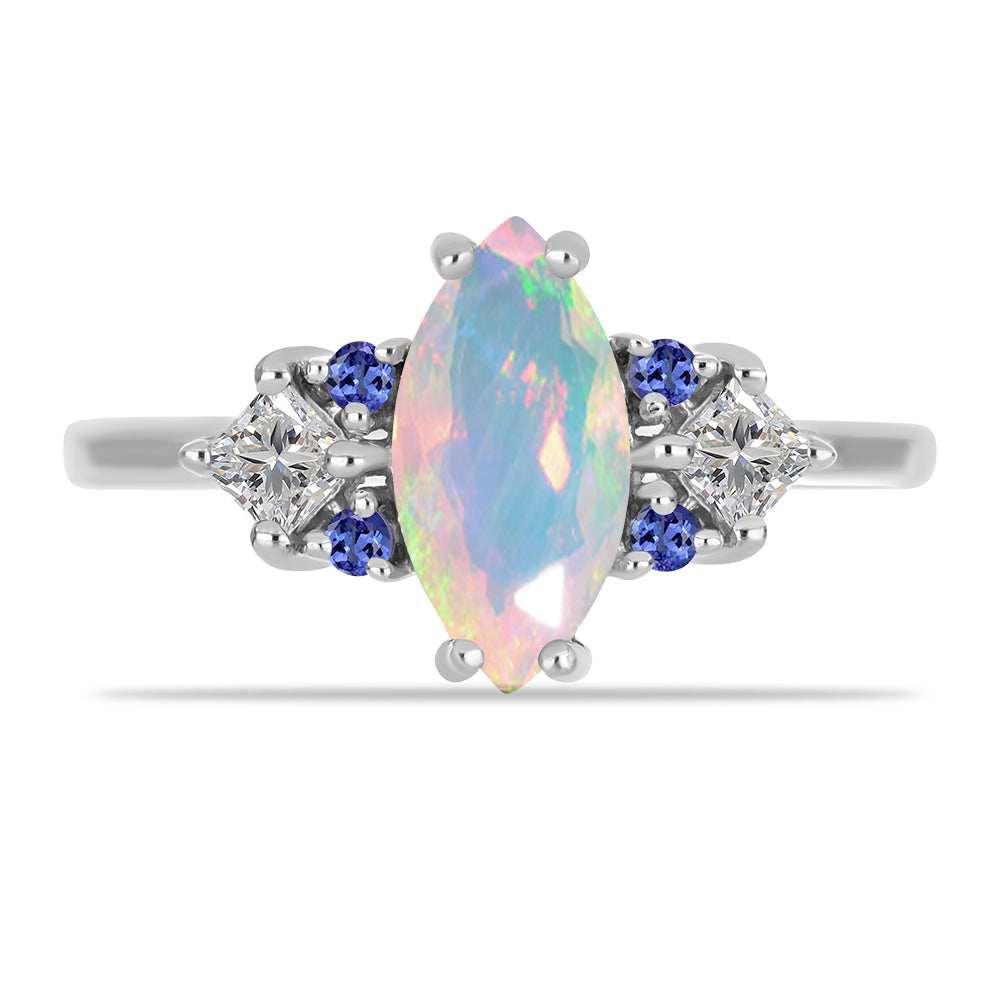 Inel din Argint 925 ( 2.25 grame ) cu Tanzanit și Opal Etiopian Lega Dembi 1.47 Carate 1 
