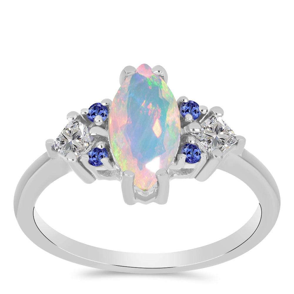 Inel din Argint 925 ( 2.25 grame ) cu Tanzanit și Opal Etiopian Lega Dembi 1.47 Carate 3 