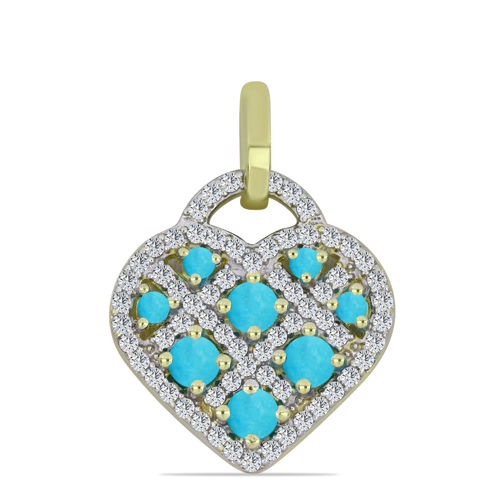 Pandantiv din Argint 925 Placat cu Aur ( 2.57 grame ) cu Turcoaz ”Frumoasa Adormită” și Topaz Alb 1.37 Carate