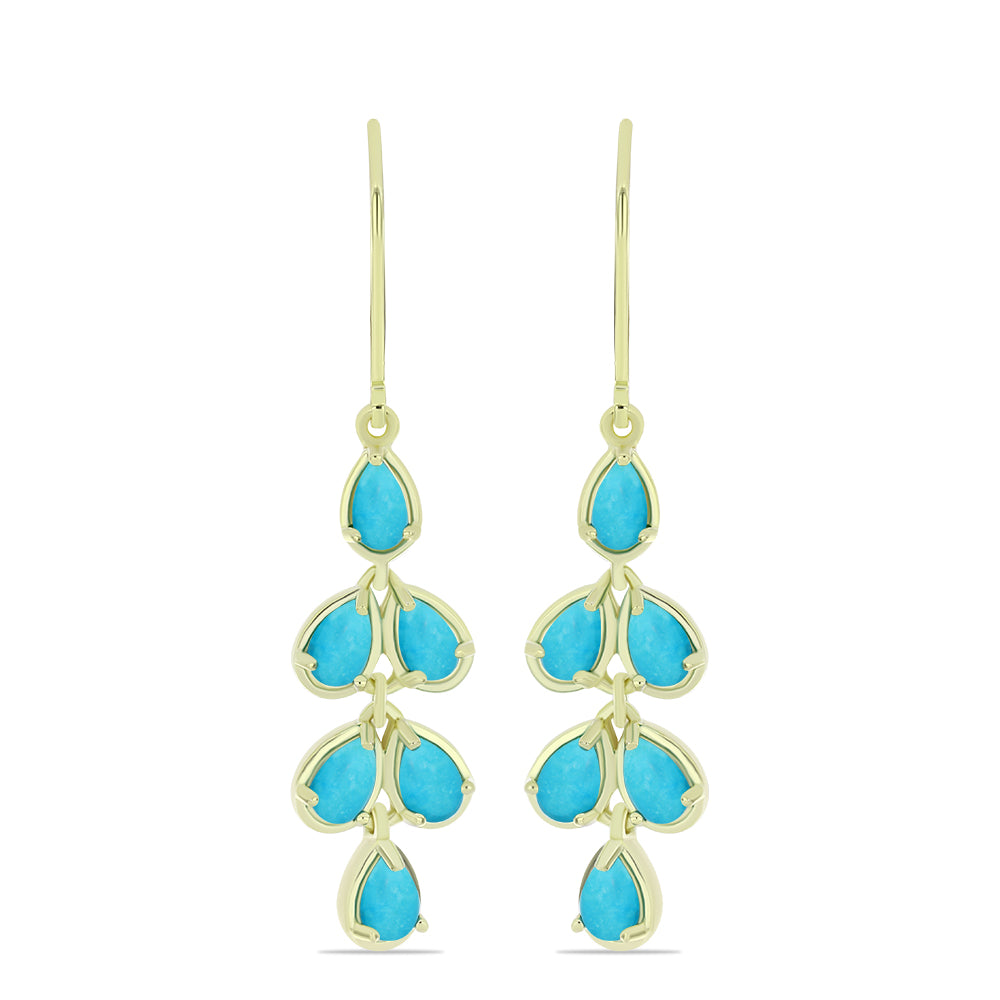 Cercei din Argint 925 Placat cu Aur ( 4.39 grame ) cu Turcoaz ”Frumoasa Adormită” 2.38 Carate 1 