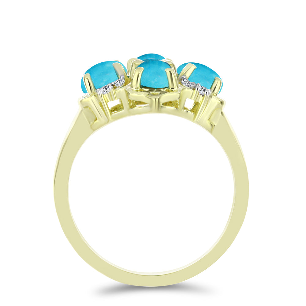 Inel din Argint 925 Placat cu Aur ( 3.57 grame ) cu Turcoaz ”Frumoasa Adormită” și Topaz Alb 1.66 Carate 2 