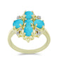 Inel din Argint 925 Placat cu Aur ( 3.57 grame ) cu Turcoaz ”Frumoasa Adormită” și Topaz Alb 1.66 Carate